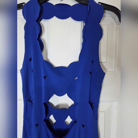 *Womens Hollow Sleeveless Backless Cutout Fringe Bodycon Dress Top Blue Sz Large - Picture 6 of 10